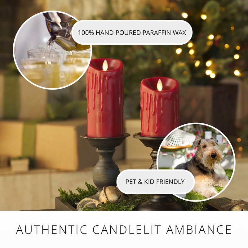 Luminara Wax Drip Flameless LED Candle, Burgundy 3" x 4.5",