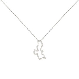 Sterling Silver Micro Pave Cubic Zirconia Dove Necklace, 18 inches Long + 1 in Extension