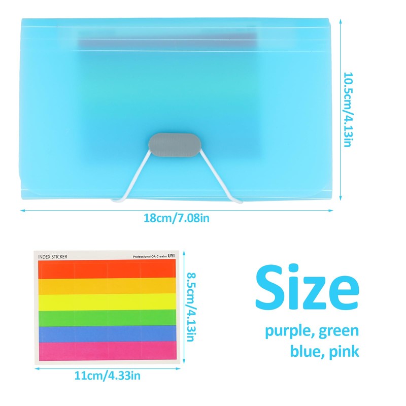 Pack of 4 Mini Expanding Folders, A6, 13 Compartments, Document