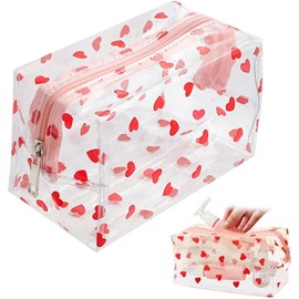 Clear Makeup Bag, Clear Color Cosmetic Bags, PVC Clear Makeup Bag Floral Clear Toiletry Travel Bag Clear Makeup Organizer Bag