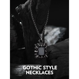 Bandmax Gothic Dragon Claw Black Stone Pendant Necklace for Men Women Stainless Steel Black Cubic Zirconia Cool Rock Punk Biker Necklaces
