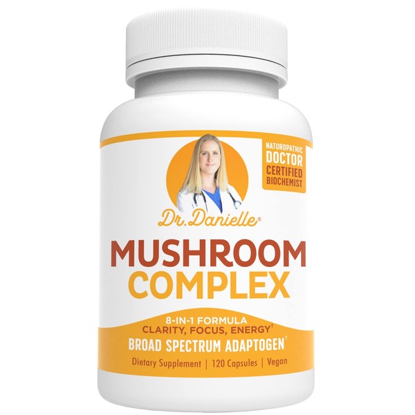 Best Organic Mushroom Complex - Immune Assist Support - Lion's Mane, Cordyceps and Reishi - Adaptogen Supplement - Wellness, Stress Relief, Memory & Cognitive Support, Dr. Danielle - 120 Veggie Caps