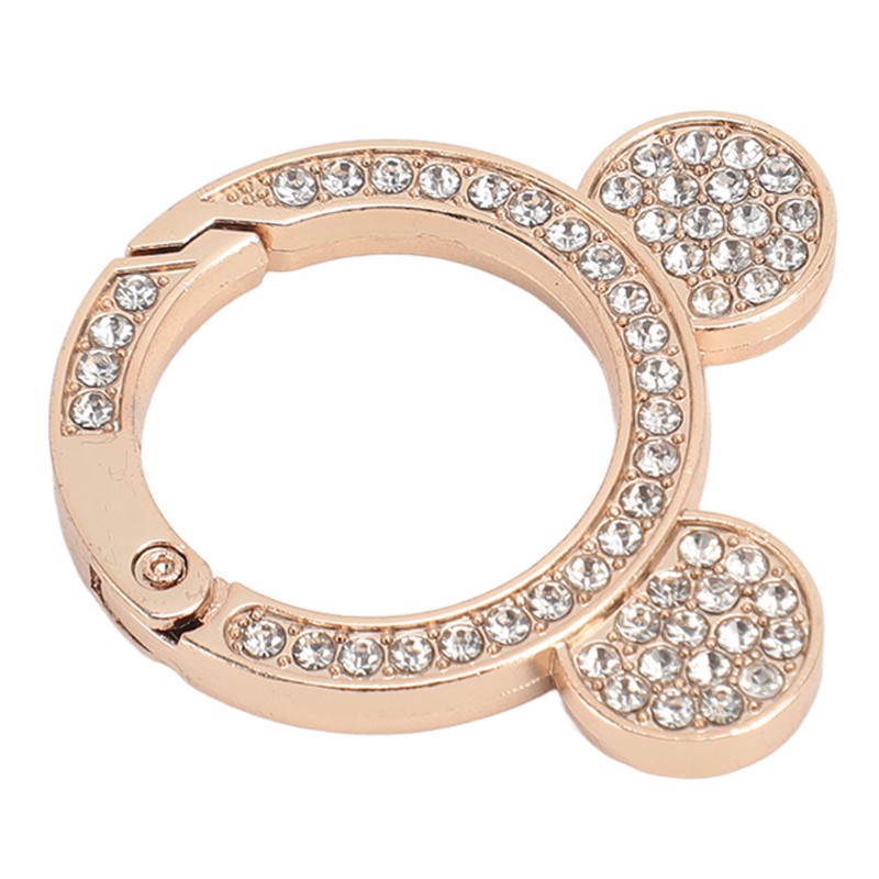 10pcs Rhinestone Spring O Rings Cute Bear Head Zinc Alloy
