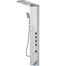 4-Mode Tower Rainfall Waterfall Shower Panel System with 5 Full Body Massage Jets 3 Setting Handheld SH Shower Room AccessoryDefault: Default