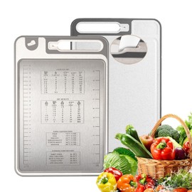 Titanium Chopping Board, Made of 100% 316 Stainless Steel and Wheat Straw Polypropylene, Completely BPA Free and Dishwasher Safe, 37 x 25 cm