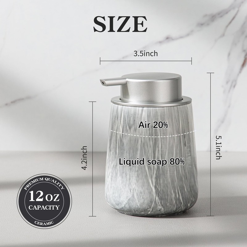 Enra Ceramic Foaming Soap Dispenser,12 oz Gray Foam Soap Dispenser