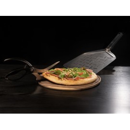 Pizza Peel 16” Perforated & Pizza Scissors Set – Foldable Stainless Steel Paddle + Sharp Pizza Shears – Non-Slip Handle – Space-Saving Pizza Oven Accessories for Home Baking & Grilling