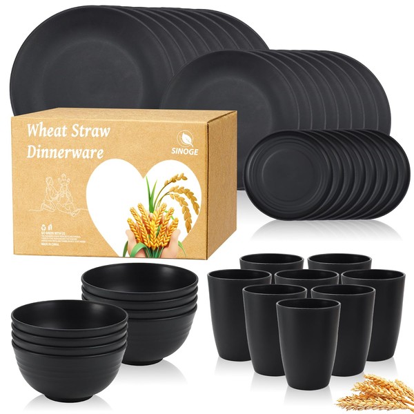 SINOGE Wheat Straw Dinnerware Set 40PCS, Service for 8, Unbreakable