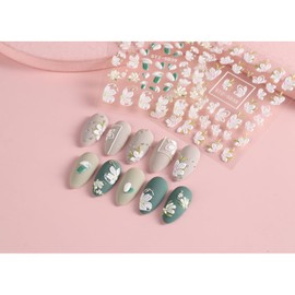 5D Embossed Flower Nail Art Stickers,Self-Adhesive Flowers Nail Decals,Colorful Floral Nail Art, Rose Butterfly Stickers for Nail Art,for Women Manicure Decoration (Flower 6)