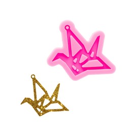 Super Glossy Hollow Out Paper Crane Shape Silicone Mold Resin Keychain Mold Jewelry Epoxy Mould Crafting Keychain Resin Jewelry Making Silicone Mold