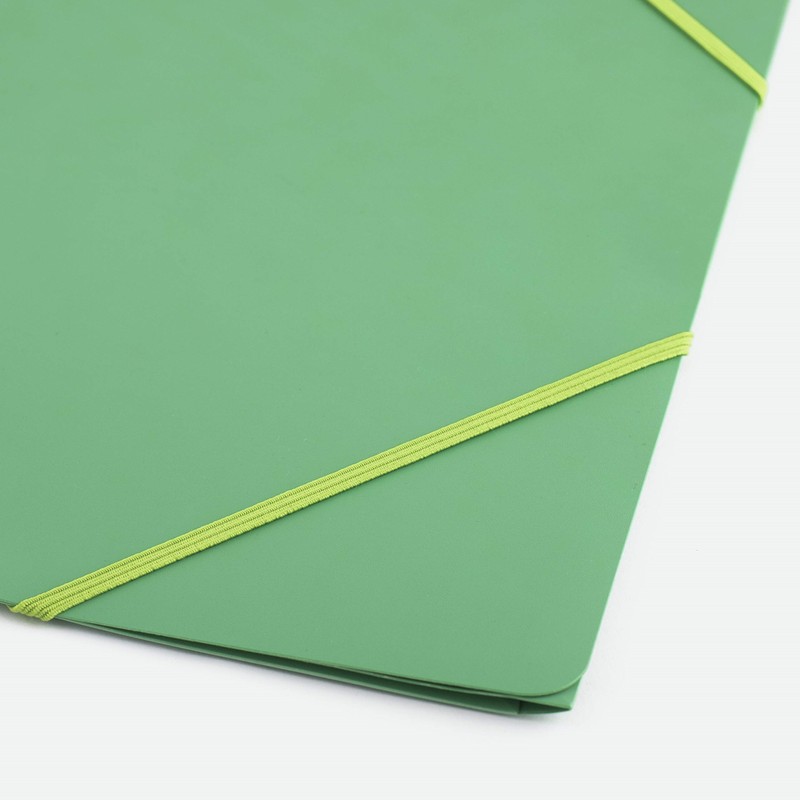 D.RECT Corner Folder with Elastic Band Made of PP Green