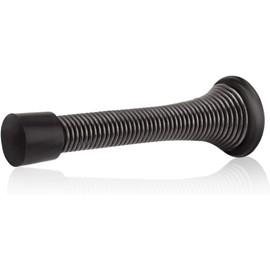 Oil Rubbed Bronze Spring Door Stopper with Rubber Bumper – Baseboard Mount