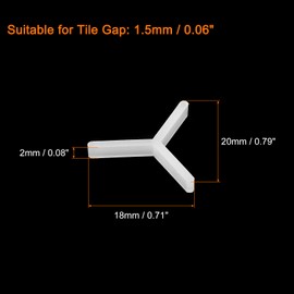 sourcing map 400Pcs Wall Floor Tile Plastic Y Type Spacers Tiling Tools 1.5mm 1/16 Inch Hexagon Tile Spacers for Ceramic Tiles Installation, White