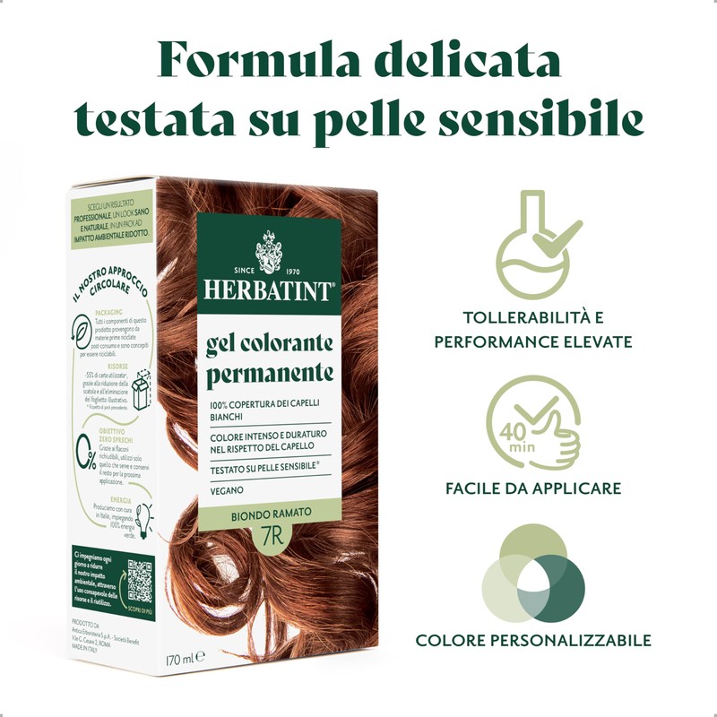 Herbatint Permanent Hair Colour Gel 7R Copper Blonde - 170ml