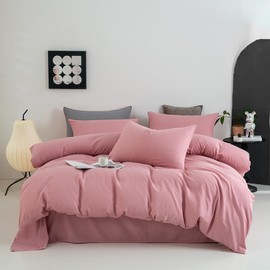 Cottonight Blush Pink Comforter Set California King Pink Bedding Set Cal King Solid Color Dusty Rose Quilts Blanket Breathable Soft Comforter Set