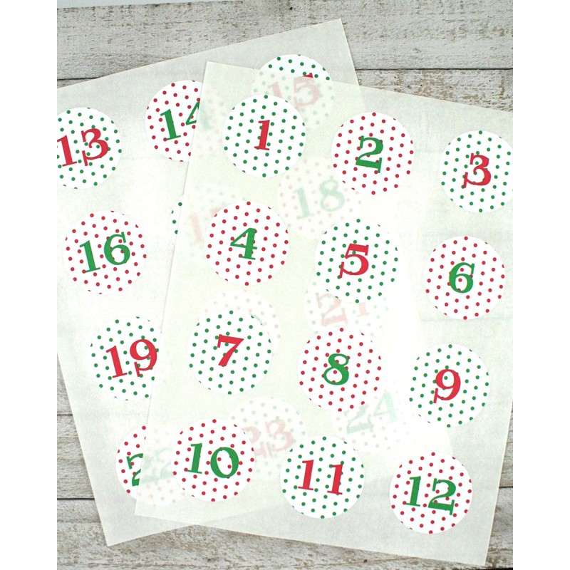 Handmade Advent calendar, Christmas countdown sticker set