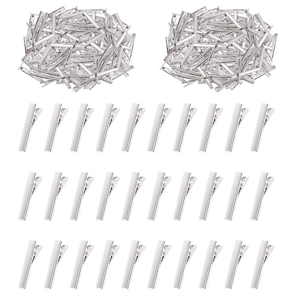 Swpeet 200Pcs 1.26inch - 3.2cm Alligator Hair Clips Kit, Perfect for Metal Duck Bill Hair Clips Flat Top Single Prong Hairpins for Hair Styling DIY Accessories (1.26 Inch)