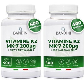 Bandini Vitamin K2 MK7 200 mcg Nutritional Tablets Made in Italy, 2 Count, 400 Tablets / Bandini 비타민 K2 MK7 200 mcg 영양제 태블릿 이탈리아산, 2개, 400정