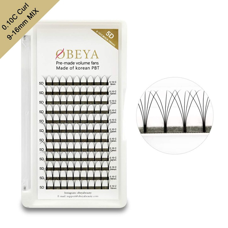 Obeya 5D Premade Volume Fans C Curl Silk Lashes Thickness