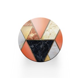 Round Single Coaster - Art Deco Orange Marble Effect New Home House Warming Drinks Gift #77841