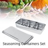 Stainless Steel Seasoning Containers Set, Condiment Jars 3 Grids Spice