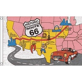 Route 66 Flag - 5 x 3 FT - 100% Polyester With Eyelets Banner - FlagSuperstore