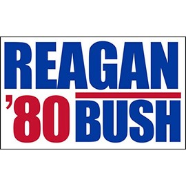 Vintage Reagan Bush 80 Bumper Sticker (Election Political Logo 1980 Ronald George Vinyl Decal President)