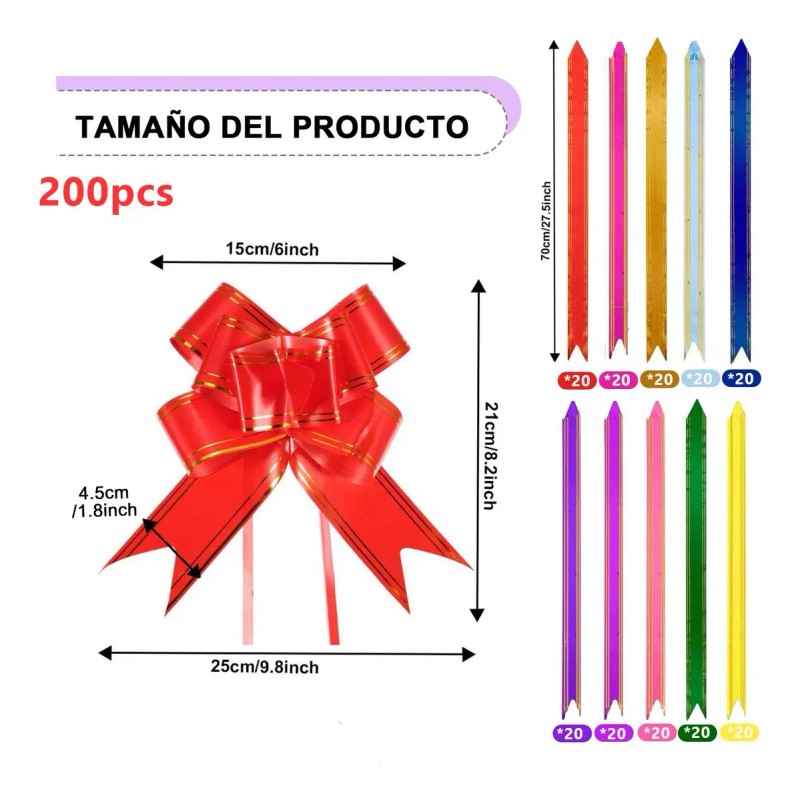 Q Moños De Regalo Grandes Metálicos Con Listón Mágico 200