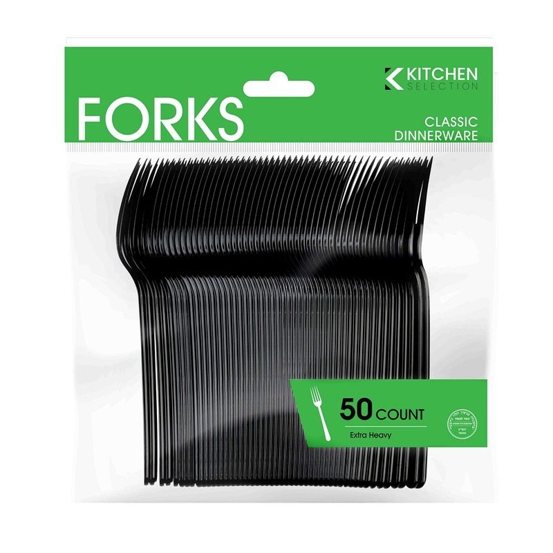 PlasticPro 200 Pack Heavy Weight Plastic Forks Black Disposable Forks