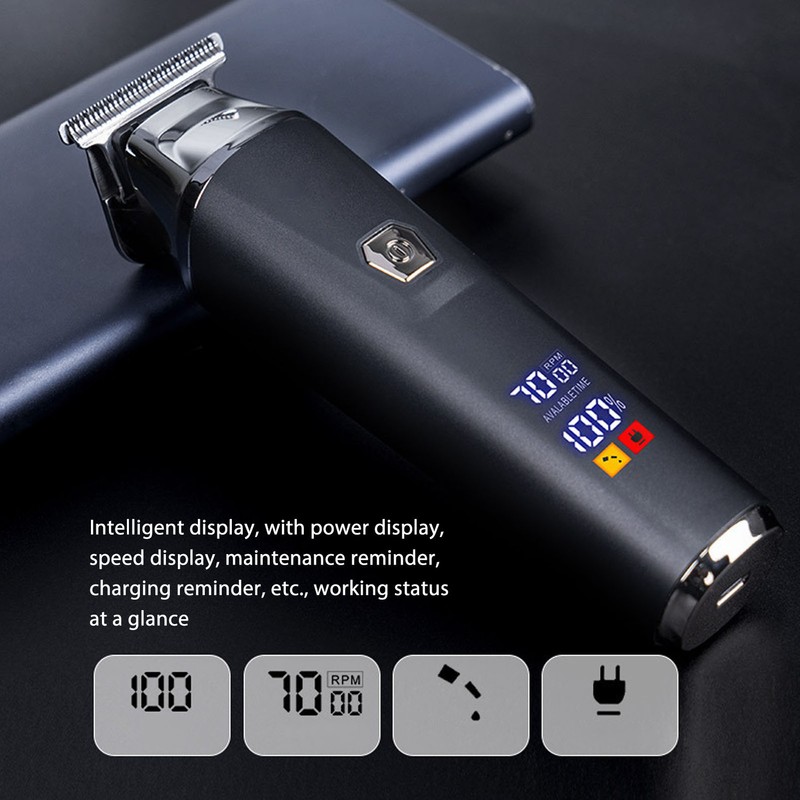 Hair Clipper LCD Display USB Charging Portable Powerful Motor Low