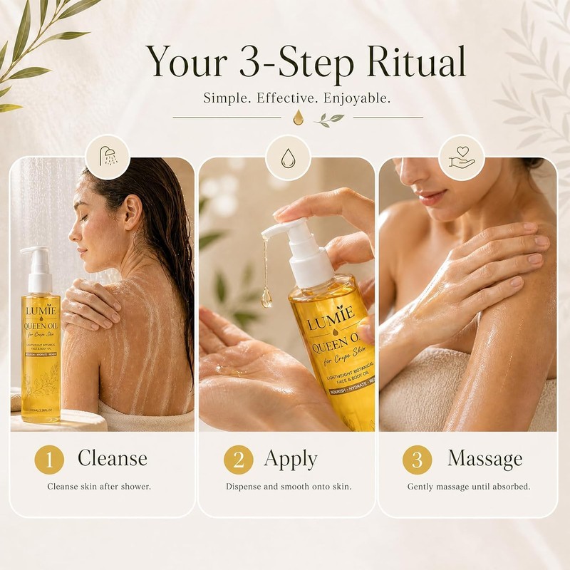 LumieQueen Oil for Crepe Skin, Botanical Body Oil(2pcs)