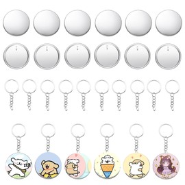 JoyHuaTrade 50 PCS Button Maker Keychains Supplies, 58mm/2.25 inch Pin Making Kit for Button Maker Machine, Metal Button Badge Sets with Metal Shell Back Cover and Button Keychains