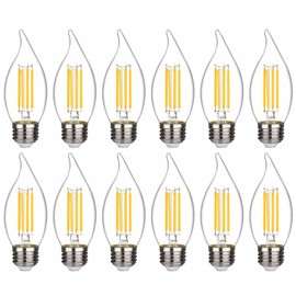 C35/CA11 Chandelier led Light Bulbs, Dimmable 4W Equivalent to 40W LED Candelabra Bulbs, 2700K Warm White, E26 Standard Base LED Bulbs, Flame Tip (12 Pack)