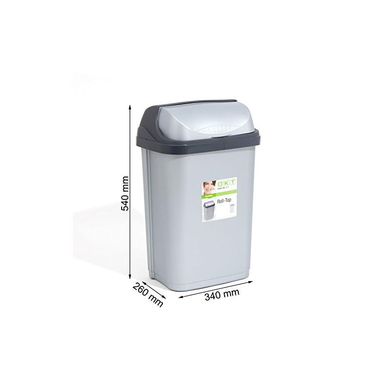 Medium 25L silver Roll-Top rubbish bin, available in 3 sizes