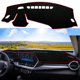 XYHGM Custom Dash Cover Fit for Chevy Trax 2024 Non-Slip Interior Decoration Sunshade Glare UV Rays Protector Dashboard Mat Carpet Accessories-Red Edge