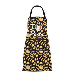 FUSTMW Pasta Chef Apron Italy Theme Gifts for Pasta Lovers Italian Food Chef Kitchen Cooking Grill Apron with Pockets (Pasta Apron)