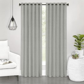 Bedford Front Tab Window Curtain Panel - 42 Inch Width, 63 Inch Length, 2-inch Rod Pocket - Grey - Ultra-Soft Light Filtering Fabric with Yarn Dyed Woven Accents & Machine Washable by Achim Home Decor