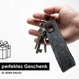 easy and green Keyring Felt Upcycling rPET – Made in Germany – Leather Keyring Christmas Gift Sustainable (Blank), black
