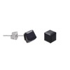 6 MM Onyx Black Crystal Cube Studs Stainless Steel Earrings