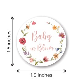 1.5" Round Baby in Bloom Baby Shower Favor Stickers - Set of 60 (Wildflower)