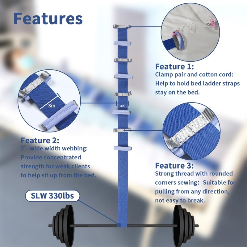 Ehucon Bed Ladder Assist,Pull Up Assist Ladder with Handle,Bed Rope