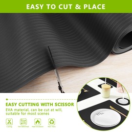 Shelf Drawer Liner for Kitchen Cabinets, Durable Pantry Shelving Liners for Tool Box Closet Refrigerator Non Stick Waterproof Plastic Cabinet Protector Liners Mat Washable, Black 11.8 x 393.7 inches