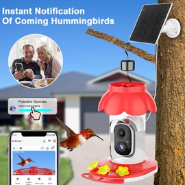Hummingbird Feeder with Camera, Smart Hummingbird Feeder Camera Solar Powered with AI Identify, Auto Capture Bird Videos & Motion Detection, Ideal Gift for Bird Lovers