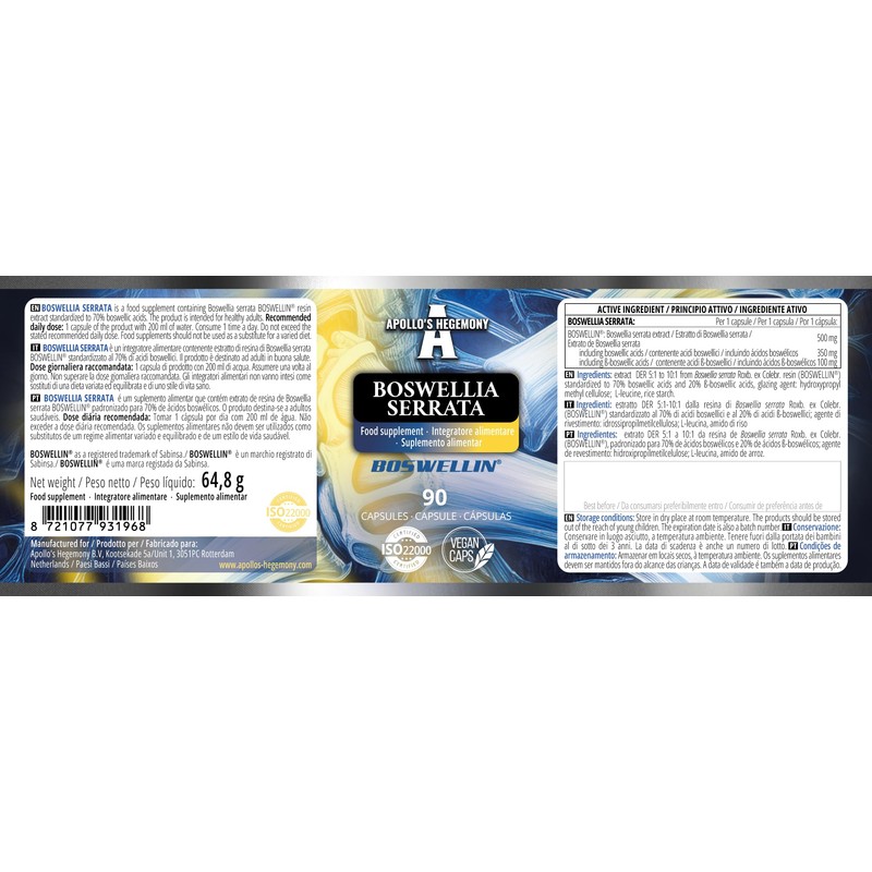 Boswellia Serrata 500 mg – 90 Vegan Capsules | 90-Day