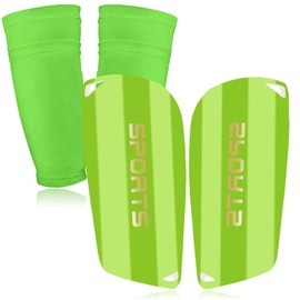Soccer Shin Guards for Kids Youth, Shin Guard and Shin Guard Sleeves for Boys and Girls for Football Games EVA Cushion Protection Reduce Shocks and Injuries Green M