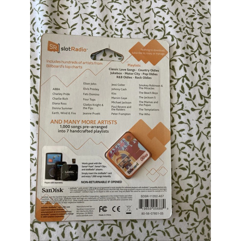 SanDisk New Old Stock Billboard 1,000 Songs Oldies Preloaded micro