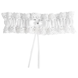 NICECRAFT White Garters for Brides Wedding Dresses Bridal Accessories with Bow Ribbon Elastic Lace Leg Party for Women Girls