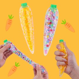 ​​Anboor 2 Stück Karotten-Squishies-Spielzeug, Dehnbare Karotten-Stressbälle für Kinder und Erwachsene, sensorisches Karotten-Entspannungsspielzeug für Partygeschenke (Bunt & Orange)​​