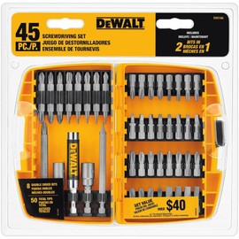 DEWALT Screwdriver Bit Set with Tough Case, 45-Piece (DW2166), Grey/Silver Screwdriving Set with Tough Case