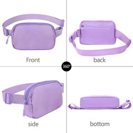 jealkip Fanny Pack Crossbody Bag for Women and Men, Belt Bag for Hiking Bum Bag with Adjustable Strap,Casual Cell Phone Pouch?Waist pack for Running Workout Sports Travel Light Purple
